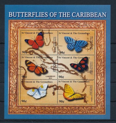 [33185] St. Vincent &amp; Grenadines 2001 Butterflies Schmetterlingen MNH Sheet