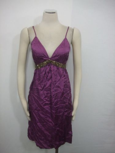 Twelfth Street By Cynthia Vincent Purple Gold Sequin Tie Dress SZ M
