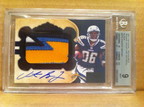 2011 national treasures vincent brown rc auto 4 color patch /25 black bgs 9 &amp; 10