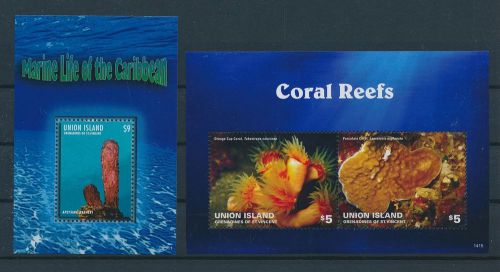 LE48199 St Vincent Union island fish shell coral sealife sheets MNH