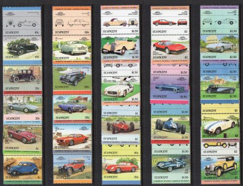 Motor cars thematic stamp collection st vincent ref:th616