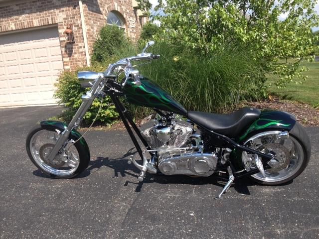 2005 big dog ridgeback with green ghost flames