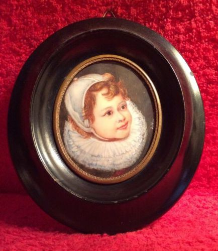 Antique Miniature Portrait by Artist Joos Vincent de Vos (1829-1875)