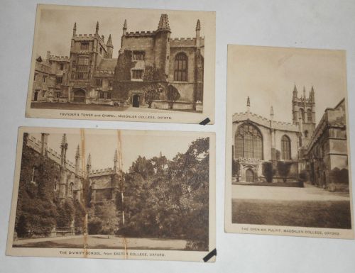 Old vincent oxford college england postcard lot of 3--unsent