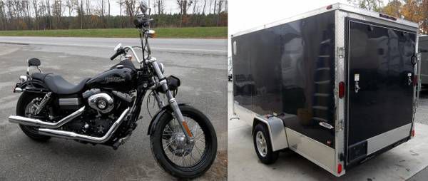 2010 harley davidson street bob motorcycle 810 miles &amp; storage trailer