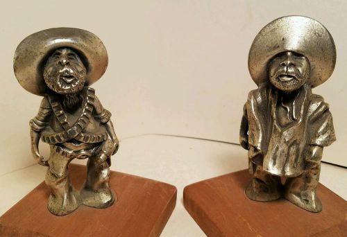 2 vintage peltro pewter cowboy gaucho desperado rancher wrangler vaquero italy