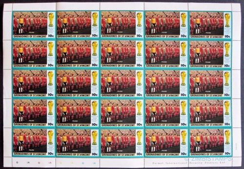 St vincent grenadines 1986 football world cup 10c mnh sheet of 25 ==see scan===