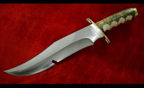 &#034;DESPERADO&#034; MOUNTAIN MAN STAG/ BRASS Bowie Fighter Knife&#034;FLAWED&#034; SO I REDUCED IT