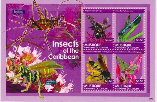 Mustique of St Vincent - Insects of the Caribbean, 2011 - 1116 Sheetlet of 4 MNH