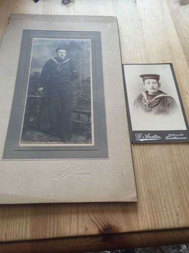 Victorian cabinet photos of a sailor hms st. vincent rare