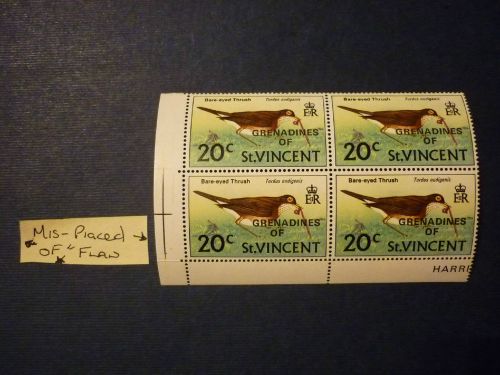 St, vincent, nice error in block miss placed &#034;of&#034; mnh