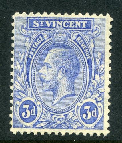 St.vincent;  1921 early gv issue mint hinged 3d. value