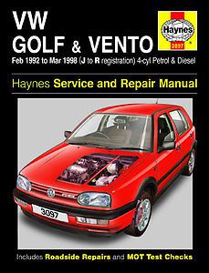 Volkswagen golf and vento haynes manual petrol and diesel feb 92 - mar 98 h3097