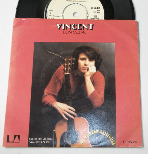 Don mclean vincent 7&#034; single vinyl record excellent up 35359