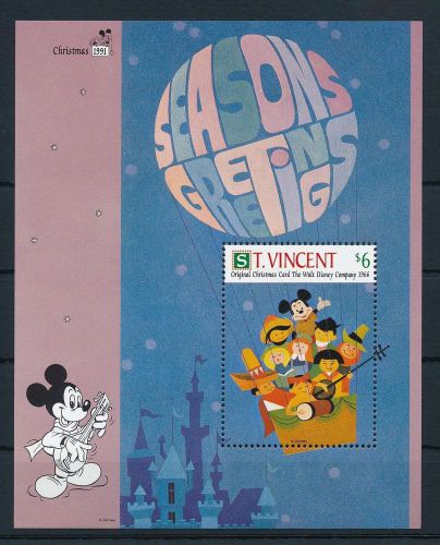 [23267] St. Vincent 1991 Disney Christmas card with hot air balloon MNH