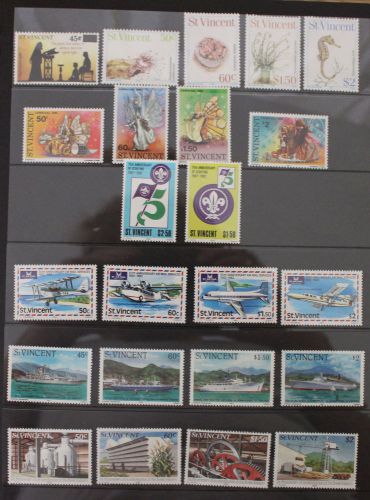 St vincent 1982 &amp; 1983 7 mnh sets marine life ships airmail scouts sugar