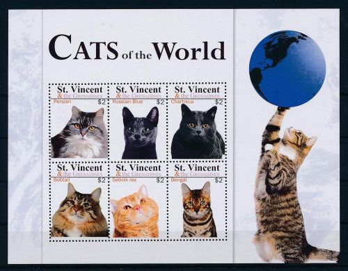 [33234] St. Vincent &amp; Grenadines 2010 Animals Cats MNH Sheet