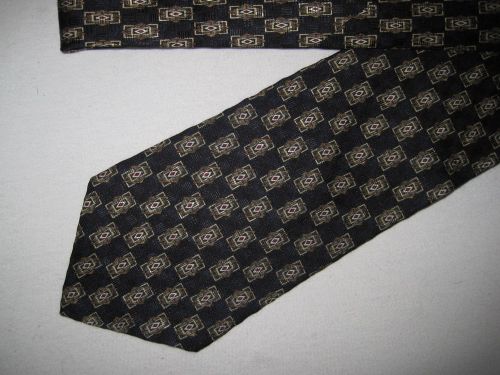 Mens Black Silk Print Tie Necktie Vincent House (3277) ~ FREE US SHIP