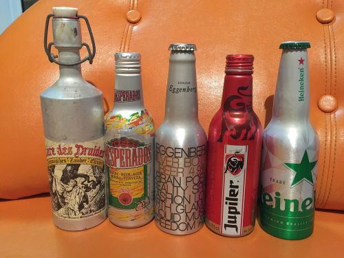 5 jupiler aluminium beer bottle heineken eggenbergs desperados