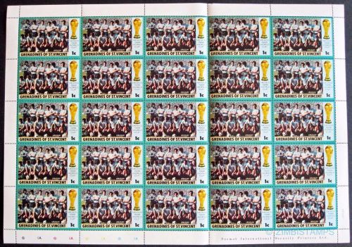 ST VINCENT GRENADINES 1986 FOOTBALL WORLD CUP 1c MNH SHEET OF 25 ==SEE SCAN===