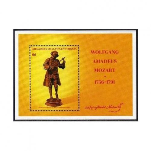 St Vincent Bequia 294,MNH. Wolfgang Amadeus Mozart,1991.Bronze by Adrien Gaudez.