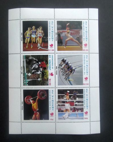 St vincent-1988-seoul olympic&#039;s minisheet-mnh