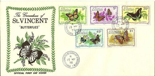 15/5/1975 grenadines of st. vincent fdc - butterflies