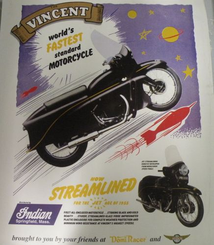 Poster Vincent Streamlined 55 Black Prince motorcycl classic shadow rapide 24x20