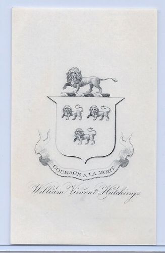 Ex Libris Bookplate for the William Vincent Hutchings
