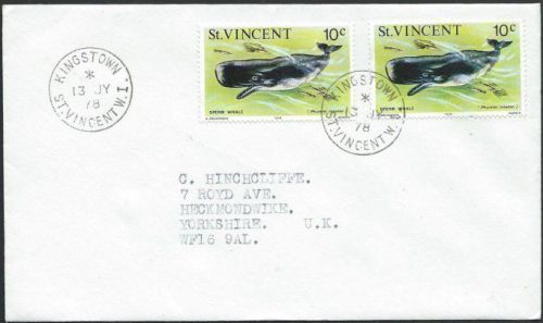 St vincent 1978 cover ex kingstown, 10c sperm whale (2)....................51479