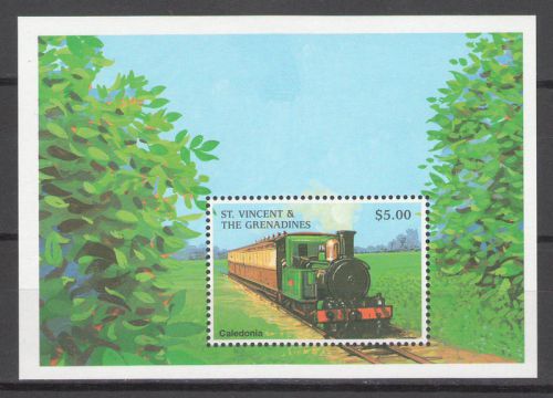 St. vincent grenadines  1998 railroad locomotive train eisenbahn mnh (**)