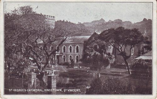 St. vincent grenadines uk kingstown st. georges&#039;s cathedral old unused postcard