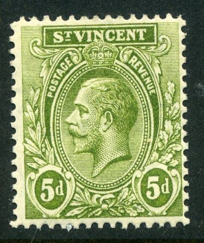 ST.VINCENT; 1913 early GV issue Mint hinged 5d. value, shade