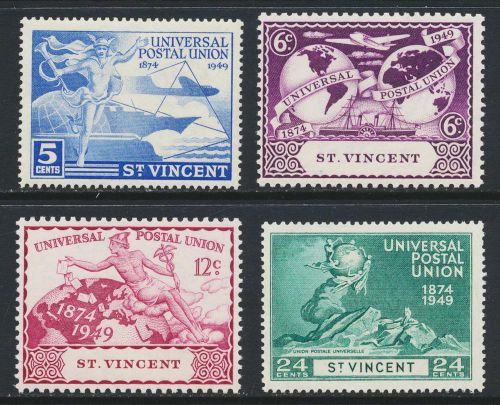 St vincent , 1949 upu set, vf nh og (see below-part of collection) 50c is lh