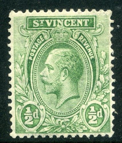 St.vincent;   1921 early gv issue mint hinged 1/2d. value