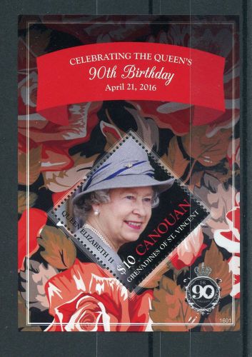 Canouan Gren St Vincent 2016 MNH Queen Elizabeth II 90th Birthday 1v S/S Stamps