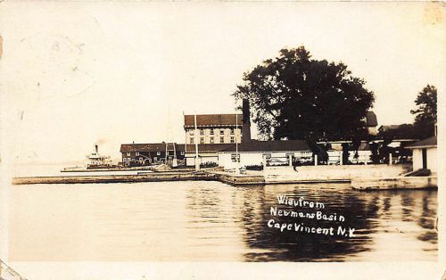 Cape Vincent NY View From Newman&#039;s Basin Steam Ship in 1913, RPPC Postcard