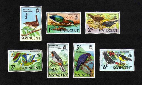 St vincent 1970 birds short set of 7 values mnh