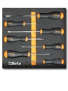 Beta tools mc220 phillips &amp; slotted screw driver set in storage tray - 7 piece