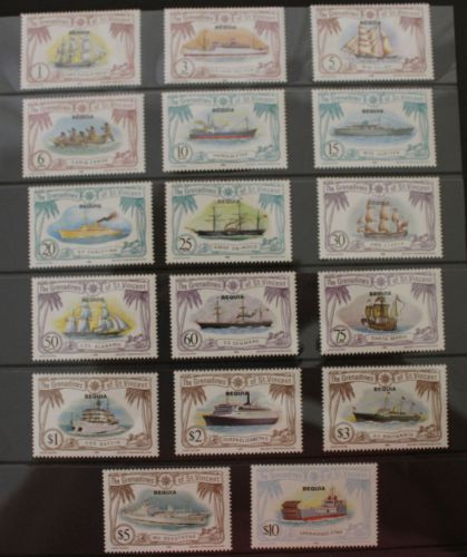 St vincent and grenadines ships set sg208-224 1983 date opted bequia mnh