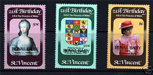 St vincent 1982 birth of prince william sg 699/701 mnh