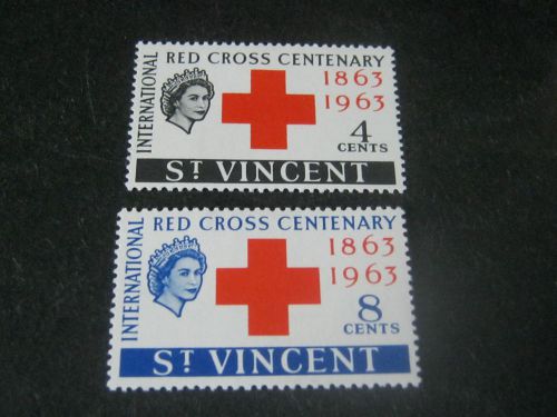 Q.e.ii m/nh set of 2 st.vincent 1963 red cross,,,only 44p