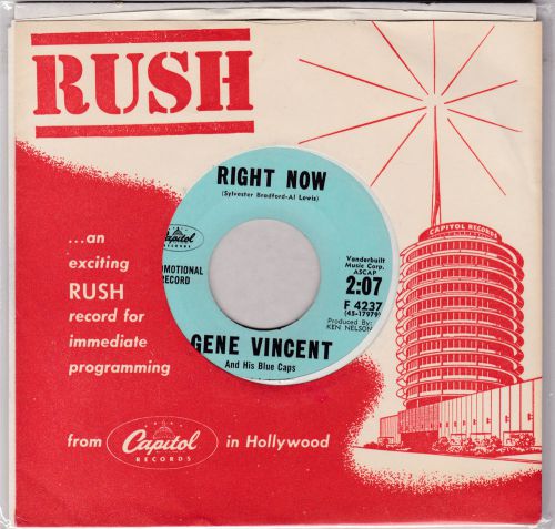 Gene vincent 45 rpm record right now ... dj promo