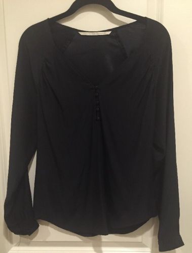 Twelfth Street by Cynthia Vincent Black long sleeve silk blouse