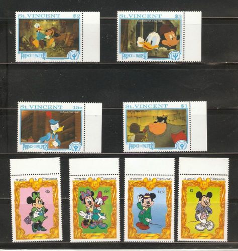 A stock page of disney mnh single stamps from st. vincent.