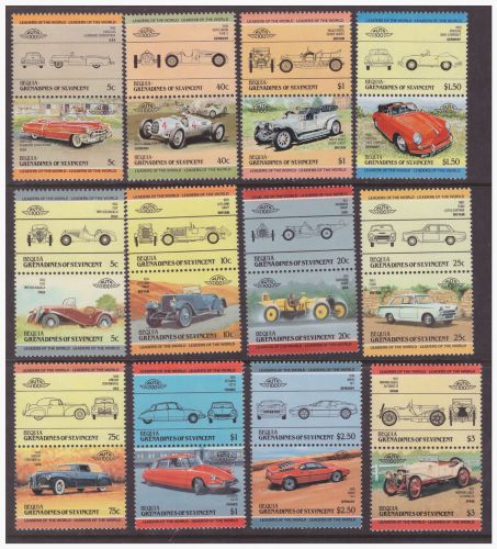 Grenadines of st vincent bequia 1984 cars motoring art 2 full mint sets