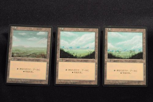 3 japanese 4th edition beta fbb plains 3x x3 black border nm