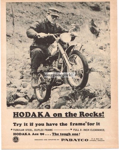 1966 Pabatco Hodaka Ace 90 Motorcycle On The Rocks Vtg Print Ad