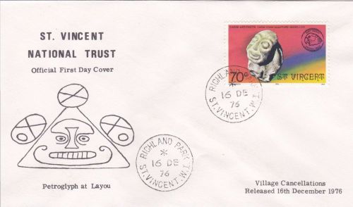 16/2/1976 St. Vincent FDC - National Trust - Petroglyph at Layou #7