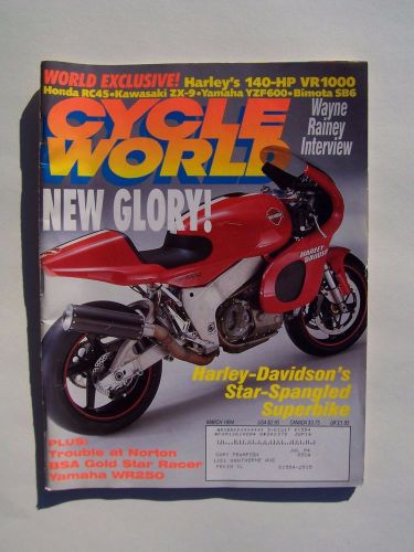 Cycle World Magazine March 1994 Harley Davidson Honda Kawasaki Yamaha Bimota BSA